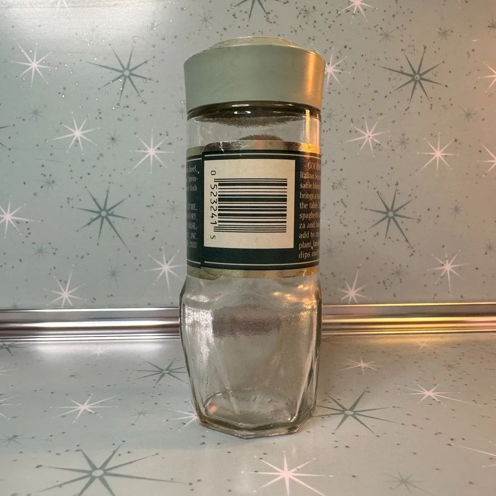 Vintage McCormick Italian Seasoning Jar Green Label Glass Spice Bottle Retro 80s
